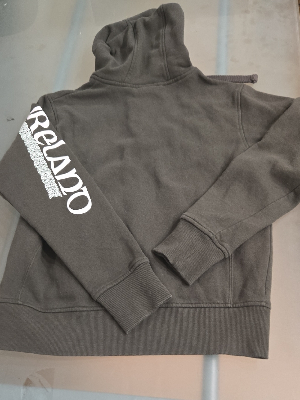 Men's Charcoal Gray Pullover Hoodie with White Sleeve Graphic